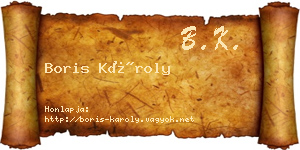Boris Károly névjegykártya